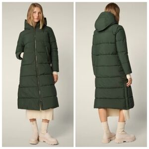 New Save The Duck Parka mod. Missy Long Hooded Land Green Puffer Jacket 6/XL